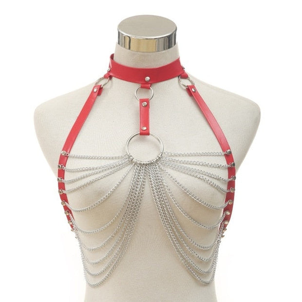 Harnais femme cuir et chaines sexy - Gigi Chevillère Bijoux