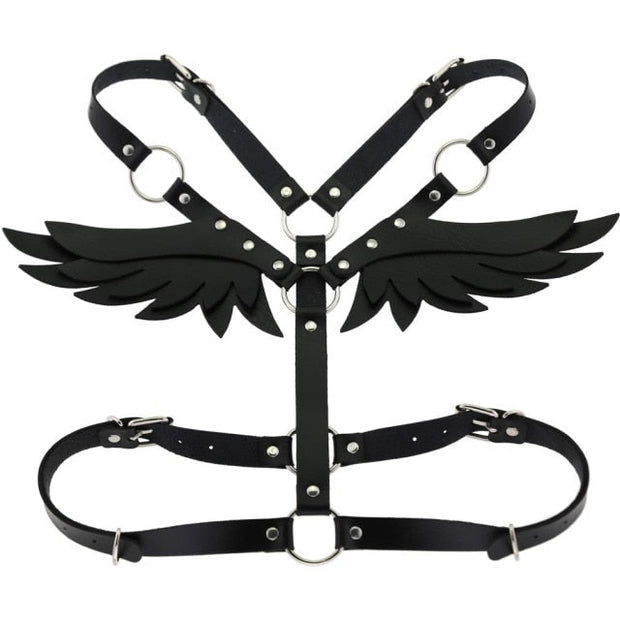 Harnais en cuir pour femme, style séduisant avec ailes d'ange ou de démon - Disponible en 5 couleurs ! Chevillère Bijoux