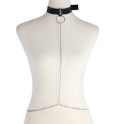 Harnais femme cuir et chaine strass cristal - Astrid Chevillère Bijoux