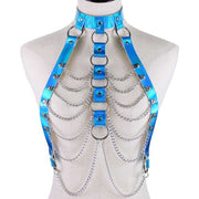 Harnais femme holographique avec chaînes métalliques - Chevillère Bijoux