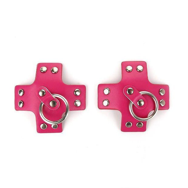 Couvre téton cuir, clous et anneaux, style BDSM sexy chic - Anastasia Chevillère Bijoux