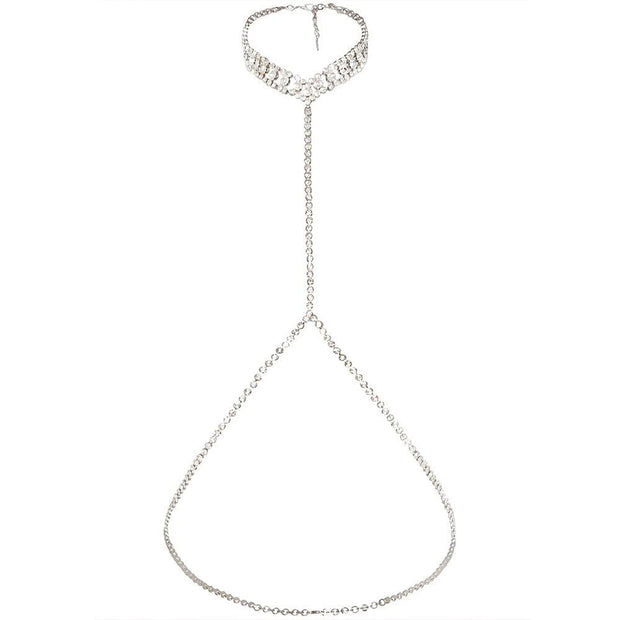 Chaine ornée de cristaux scintillants pour le corps Chevillère Bijoux