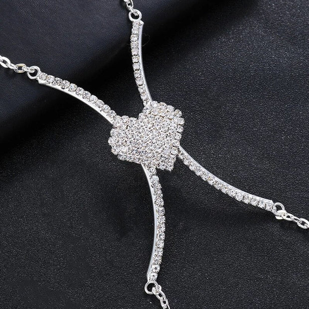 Bralette bijou de corps en chaine avec coeur strass - Lizzie Chevillère Bijoux