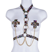 Harnais chic et sensuel avec cache-téton - esprit BDSM élégant et glamour. Chevillère Bijoux