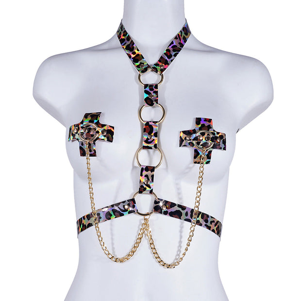 Harnais chic et sensuel avec cache-téton - esprit BDSM élégant et glamour. Chevillère Bijoux