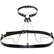 Harnais cuir femme avec triple chaines type bondage - 4 couleurs ! Chevillère Bijoux