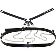 Harnais cuir femme avec triple chaines type bondage - 4 couleurs ! Chevillère Bijoux