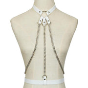 Harnais cuir femme avec triple chaines type bondage - 4 couleurs ! Chevillère Bijoux
