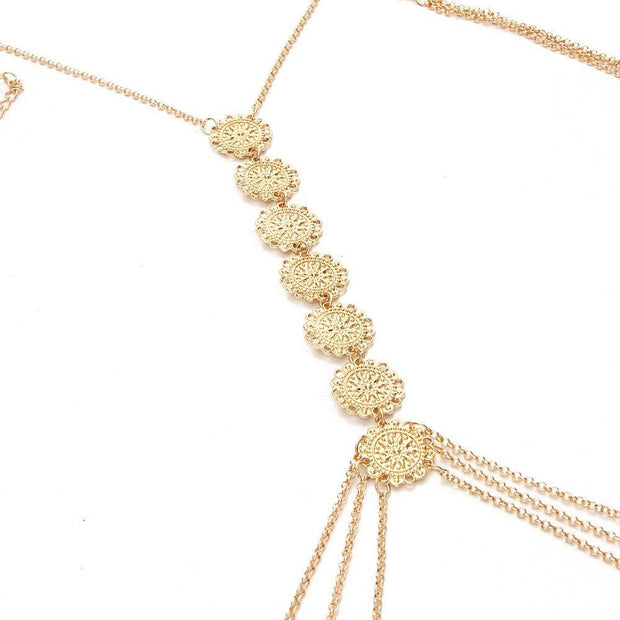 Chaine de Taille et de Dos Or Bohème avec Médaillons - Irma Chevillère Bijoux