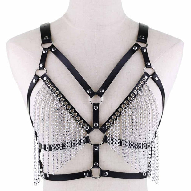 Harnais en cuir pour femme avec pampilles chaînes - Disponibles en 13 coloris ! Chevillère Bijoux