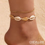 Bracelet De Cheville Coquillage Doré 2 Pièces