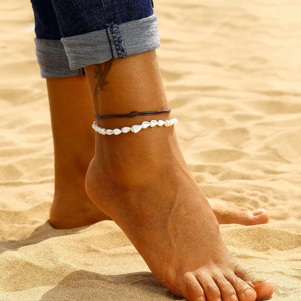 bracelet-de-cheville-cuir-et-coquillage