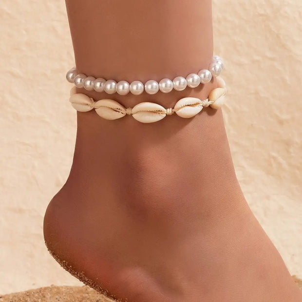 bracelet-de-cheville-perles-et-coquillages-2-pieces