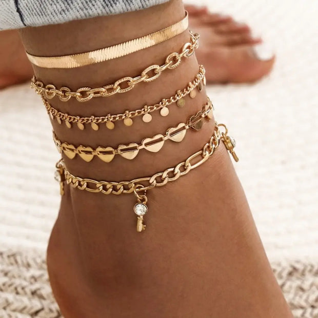 bracelets-de-cheville-sexy-et-boheme-or-5-pieces