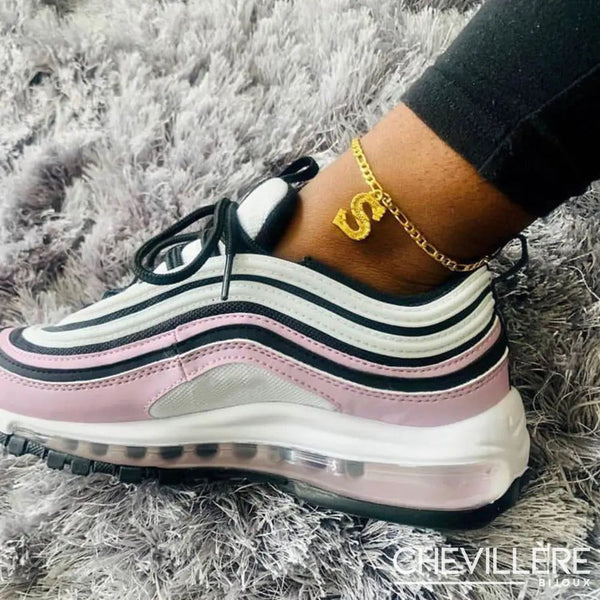 Chaîne de cheville dorée personnalisée avec pendentif lettre