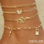 Ensemble 4 Bracelets De Chevilles Plaqués-Or