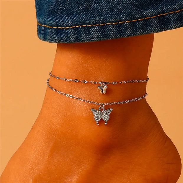 papillon-argente-bijoux-de-cheville-x2