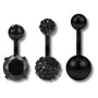 Piercing Capuchon Bijoux Noirs 3 Pièces