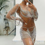 Tenue Sexy Femme Strass Argentés