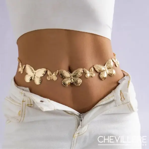 Chaîne Tour De Ventre Papillons - Or - Chevillère Bijoux