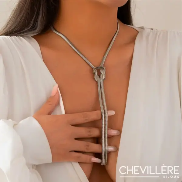 Bijou de seins argenté en acier inoxydable avec chaîne fine réglable