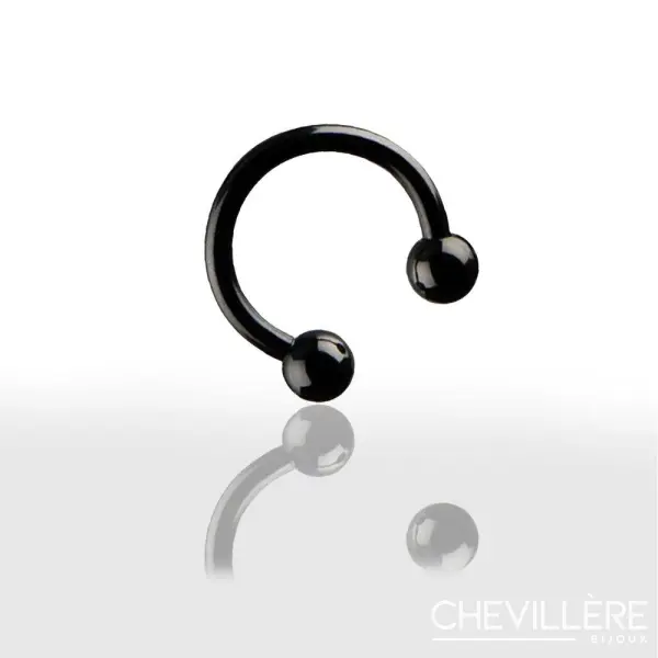 Piercing Téton en Fer Cheval Noir - Chevillère Bijoux