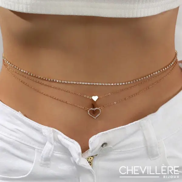 Chaine Taille Femme - Coeurs - Chevillère Bijoux