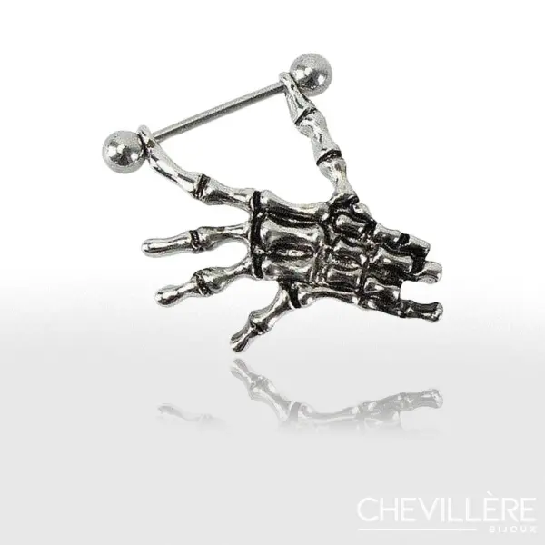 Piercing Téton Motif Main de Squelette - Chevillère Bijoux