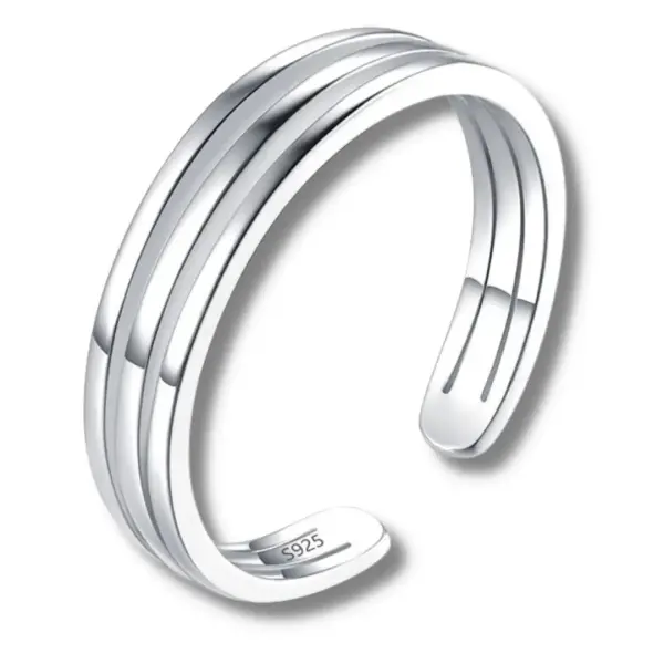 Bague de pied argent sterling 925 à trois bandes fines