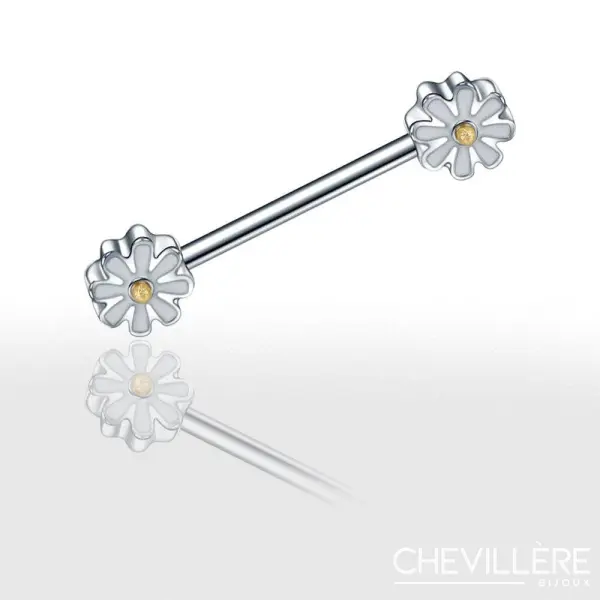 Piercing féminin éclatant en forme de fleur pour téton - Chevillère Bijoux