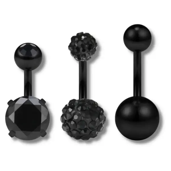 Piercing Capuchon Bijoux Noirs 3 Pièces - Chevillère Bijoux