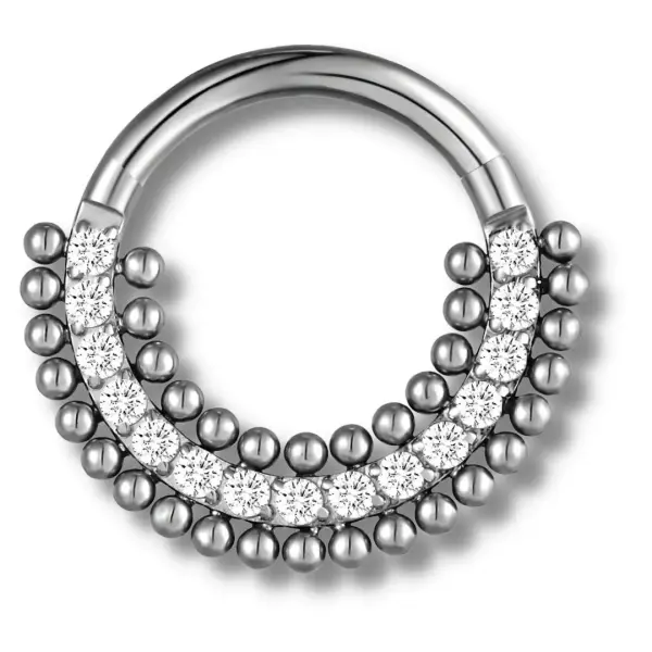 Piercing clitoris en argent sterling 925 avec zircon et perles