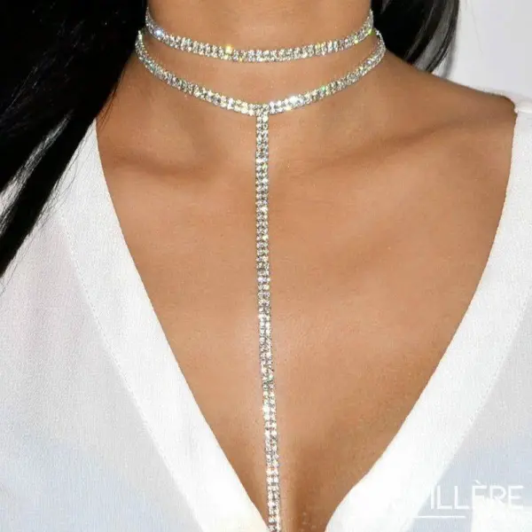 choker minimaliste en cristal pour cou et decolette Chevillère Bijoux