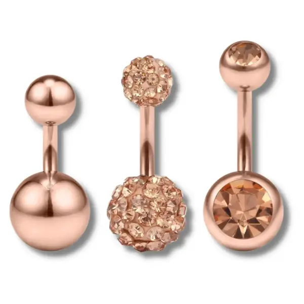 Piercing Capuchon Bijoux Or Rose 3 Pièces - Chevillère Bijoux