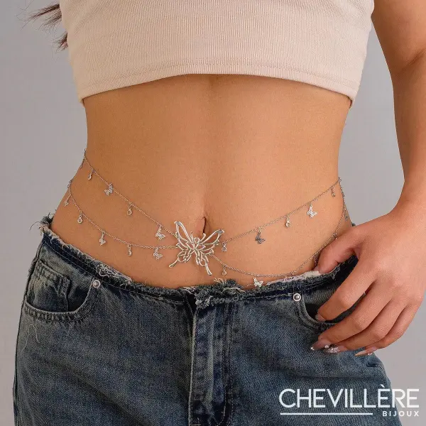 Chaine De Ventre Papillon Argent - Chevillère Bijoux