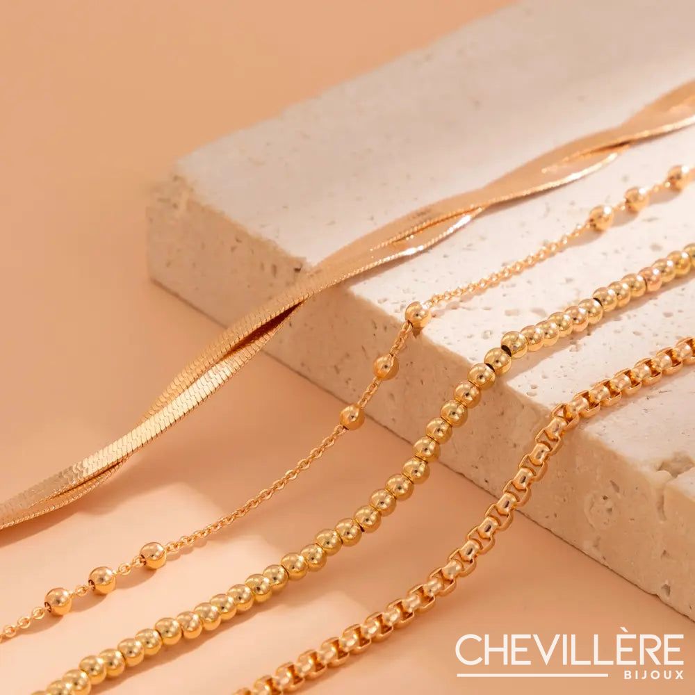 Chaines De Cheville Or - Ensemble 4 Pièces - Chevillère Bijoux